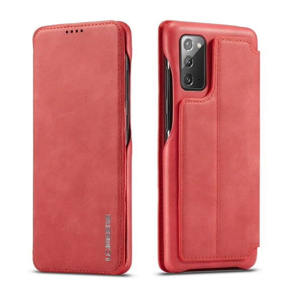 Dteck Folio Wallet Case For Samsung Galaxy Note 20 / Note 20 5G, Lightweight PU Leather Magnetic Flip Stand Case Hard Protective Cover,Red