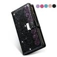 thumbnail image 1 of Dteck Folio Wallet Case For Samsung Galaxy Note 20, Luxury Bling Glitter PU Leather Case with Stand / Zipper Purse / 9 Card Slots / Magnetic Closure Cover with Hand Strap, Black, 1 of 7
