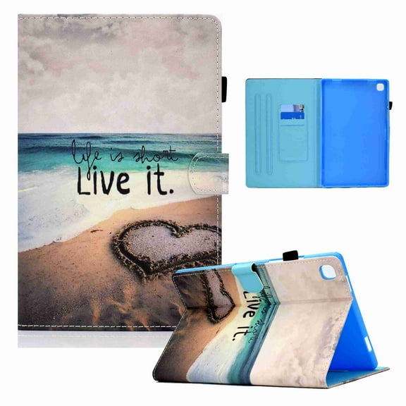 Dteck Folio Wallet Case for Samsung Galaxy Tab A7 Lite 8.7 inch 2021 Model (SM-T225/T220) with Pencil Holder Pockets Multi-Viewing Stand Magnetic Lightweight PU Leather Shockproof Cover, Live It