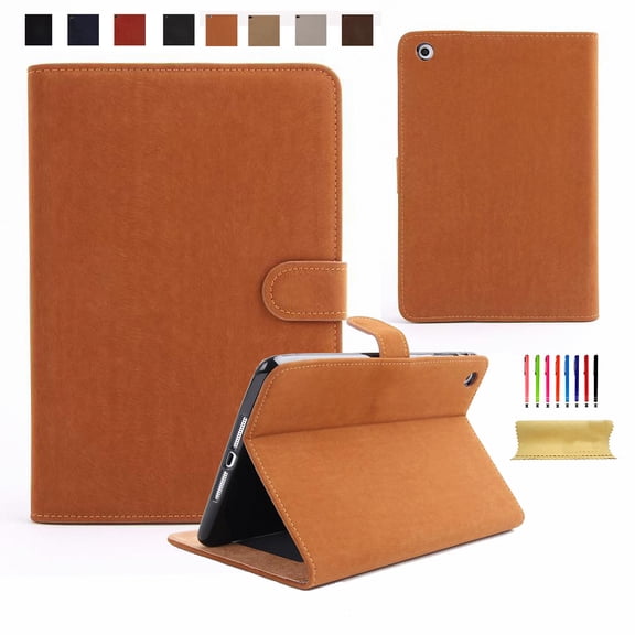 Dteck For Apple Mini1/mini2/mini3 Luxury Leather Stand Flip Card Slots Wallet Smart Case Cover Lightbrwon