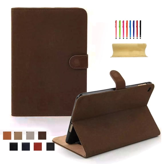 Dteck For Apple Mini4 Slim New Luxury Smart Leather Stand Flip Card Slots Case Cover Brown