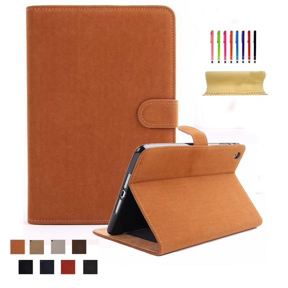 Dteck For Apple Mini4 Slim New Luxury Smart Leather Stand Flip Card Slots Case Cover Lightbrwon
