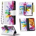 thumbnail image 1 of Dteck For Apple iPhone 11 6.1 inch Magnetic Patterned Leather Wallet Zipper Card Holder Stand Strap Case Cover,Half Flower, 1 of 5