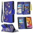 thumbnail image 1 of Dteck For Apple iPhone 11 Pro 5.8 inch Magnetic Patterned Leather Wallet Zipper Card Holder Stand Strap Case Cover,Purple Butterfly, 1 of 5