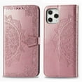 thumbnail image 1 of Dteck For Apple iPhone 12 Pro / 12 6.1" [Flower Embossed] PU Leather Wallet Flip Folio Protective Case Cover with Card Holder and Stand, Rosegold, 1 of 5