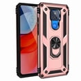 thumbnail image 1 of Dteck For Motorola Moto G Play 2021 Shockproof Dual Layers Rotatable Ring Kickstand Drop Protection Cover Compatible with Magnetic Car Mount, Rosegold, 1 of 8