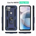 thumbnail image 1 of Dteck For Motorola Moto One 5G Ace Shockproof Dual Layers Rotatable Ring Kickstand Drop Protection Cover Compatible with Magnetic Car Mount, Blue, 1 of 8