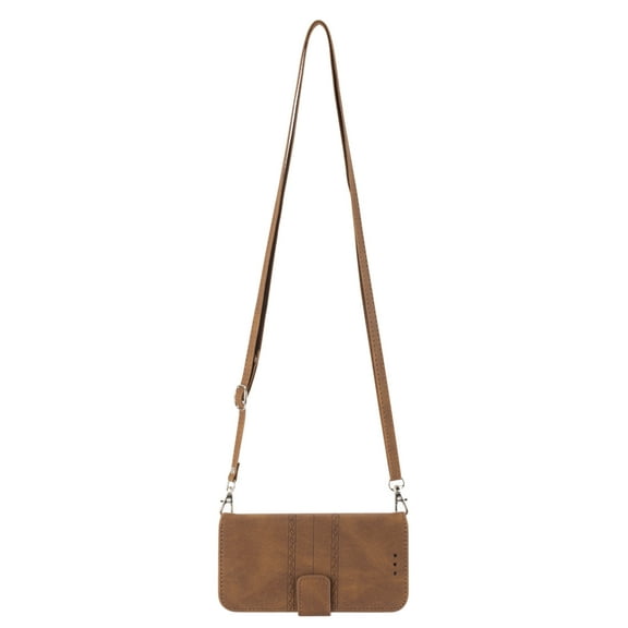 Dteck For Samsung Galaxy A13,Magnetic Shockproof Shoulder Strap Wallet Card Slot Stand Case Cover,Brown