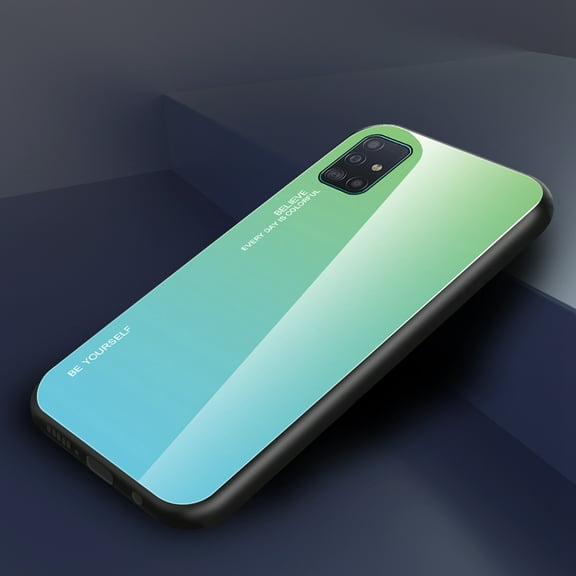 Dteck For Samsung Galaxy A51 5G (6.5-inch) Shockproof Luxury Tempered Glass Back Soft TPU Border Bumper Phone Case Slim Cover (without Screen Protector),Green