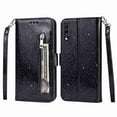 thumbnail image 1 of Dteck For Samsung Galaxy A70, Bling Wallet Case for Women, 3 Card Holder Folio Flip Glitter Pu Leather Folding Stand Magnetic Purse Case with Strap Zipper Coin Change Money Pocket , Black, 1 of 1