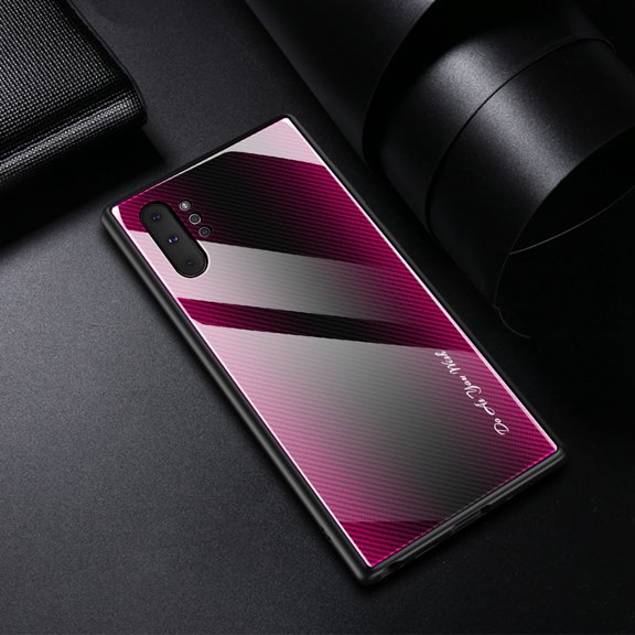 Dteck For Samsung Galaxy Note 10 Plus Shockproof Luxury 9H Tempered Glass+PC Panel+Soft TPU Border Back Phone Case Slim Cover ,Purple