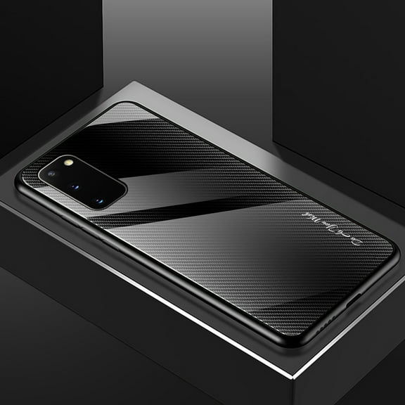 Dteck For Samsung Galaxy S20 6.2" Luxury 9H Tempered Glass+PC Panel+Soft TPU Border Back Phone Case Slim Cover ,Black