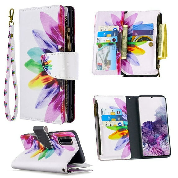Dteck For Samsung Galaxy S20 Ultra 6.9 inch Magnetic Patterned Leather Wallet Zipper Card Holder Stand Case Cover,Butterfly