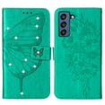 thumbnail image 1 of Dteck For Samsung Galaxy S21 FE Flip Wallet Stand Case,360 Protection Shockproof Luxury Diamond Embossed Butterfly PU Leather+Hand Strap Cover.For Samsung Galaxy S21 FE,Green, 1 of 7