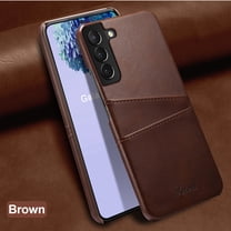 Dteck For Samsung Galaxy S22,Luxury Leather Card Holder Hard Back Lightweight Retro Slim Case Cover for Galaxy S22 5G,Brown