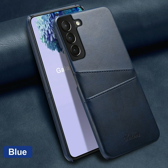 Dteck For Samsung Galaxy S22 Plus,Luxury Leather Card Holder Hard Back Lightweight Retro Slim Case Cover for Galaxy S22+ 5G,Blue