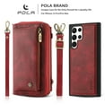 thumbnail image 1 of Dteck For Samsung Galaxy S22 Plus Wallet Case 6.6 Inch,Zipper Leather Card Slots Wrist Strap Cross body Protector Phone Case Cover,Red, 1 of 8