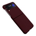 thumbnail image 1 of Dteck For Samsung Galaxy Z Flip4,Slim Hybrid Shockproof Folding Carbon Fiber Textrue Case Cover,Winered, 1 of 6