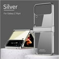 thumbnail image 1 of Dteck For Samsung Galaxy Z Flip4 Slim Shockproof Plating Frame Camera Lens Protector Transparent Case Cover,Silver, 1 of 7