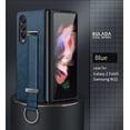 thumbnail image 1 of Dteck For Samsung Galaxy Z Fold3 5G Case with Hand Strap Holder, Shockproof Premium PU Leather Slim Flip Protective Case Adjustable Wristband Stand Ring Cover, darkblue, 1 of 6