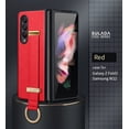 thumbnail image 1 of Dteck For Samsung Galaxy Z Fold3 5G Case with Hand Strap Holder, Shockproof Premium PU Leather Slim Flip Protective Case Adjustable Wristband Stand Ring Cover, red, 1 of 6