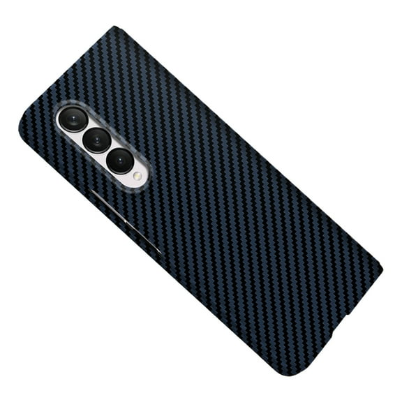Dteck For Samsung Galaxy Z Fold4,Shockproof Carbon Fibre Texture Slim Hard Phone Case Cover,Blue