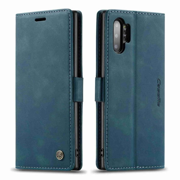 Dteck For Samsung Note 10 Plus CaseMe Slim PU Leather Flip Magnet Case Cover Retro Style Frosted Lightweight Protective Shell Holster, blue