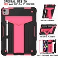 thumbnail image 1 of Dteck For iPad Air 4 10.9 Generation 2020 / Pro 11 2020 & 2018, Heavy Duty Hybrid Shockproof Kickstand without Front Screen Protector Case Cover, black, Black+Rose, 1 of 4