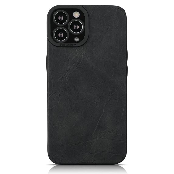 Dteck For iPhone 11 Pro Max (6.5 inch),Slim Soft Rubber Shockproof Synthetic Leather Case Cover,Black