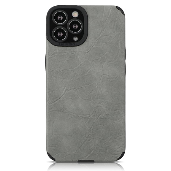Dteck For iPhone 11 Pro Max (6.5 inch),Slim Soft Rubber Shockproof Synthetic Leather Case Cover,Gray