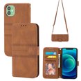 thumbnail image 1 of Dteck For iPhone 12,Hybrid Shockproof Wallet Stand Flip Leather Shoulder Strap Card Slot Full body protection 6.1",Brown, 1 of 6