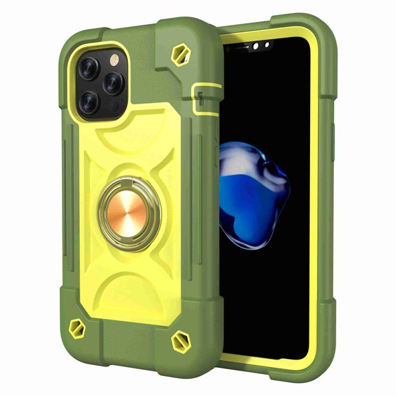 Dteck For iPhone 12 Pro Max Ring Stand Heavy Duty Slim Shockproof Hybrid Rugged Drop Protective Cover, Avocado