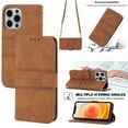 thumbnail image 1 of Dteck For iPhone 12 Pro Max,Shockproof Wallet Flip Leather Card Holder Stand Adjustable Shoulder Strap Phone Case Cover,Brown, 1 of 7