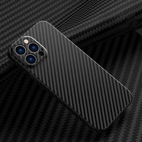 Dteck For iPhone 12 Pro Max,Slim Shockproof Carbon Fiber Camera Lens Protector Hard PC Back Case Cover,Black