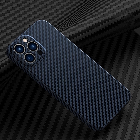 Dteck For iPhone 12 Pro Max,Slim Shockproof Carbon Fiber Camera Lens Protector Hard PC Back Case Cover,Blue