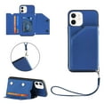 thumbnail image 1 of Dteck For iPhone 12,Shockproof Wallet Stand Card Slots Wristband PU Leather Case Cover,Blue, 1 of 5