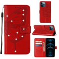 thumbnail image 1 of Dteck For iPhone 13 6.1 inch Wallet Case,Diamond Embossed Butterfly PU Leather Full Body Protection Flip Folio Credit Card Slots Holder Kickstand Shockproof TPU Cover.For iPhone 13,Red, 1 of 12