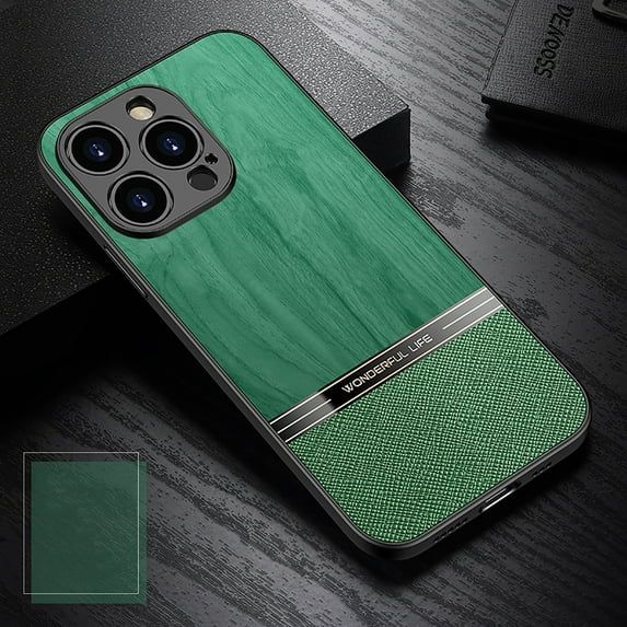 Dteck For iPhone 13 Pro 6.1 inch Natural Wood Grain Case,Anti-Fingerprint Rugged Protection TPU Bumper Shockproof Anti-Scratch Slim Phone Case Cover.For iPhone 13 Pro,Darkgreen