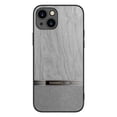thumbnail image 1 of Dteck For iPhone 14 6.1 inch Slim Case,Luxury Natural Wood Grain PU Leather Anti-Fingerprint Rugged Shockproof TPU Bumper Anti-Scratch Protection Phone Case Cover.For iPhone 14,Gray, 1 of 7