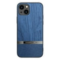 thumbnail image 1 of Dteck For iPhone 14 6.1 inch Slim Case,Luxury Natural Wood Grain PU Leather Anti-Fingerprint Rugged Shockproof TPU Bumper Anti-Scratch Protection Phone Case Cover.For iPhone 14,Blue, 1 of 7