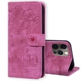 thumbnail image 1 of Dteck For iPhone 14 Plus Wallet Case,Luxury Cute Embossed Pattern Magnetic Closure PU Leather Shockproof Flexible Flip Card Slots Stand Cover with Wrist Strap.For iPhone 14 Plus,Rose, 1 of 8
