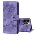thumbnail image 1 of Dteck For iPhone 14 Plus Wallet Case,Luxury Cute Embossed Pattern Magnetic Closure PU Leather Shockproof Flexible Flip Card Slots Stand Cover with Wrist Strap.For iPhone 14 Plus,Purple, 1 of 8