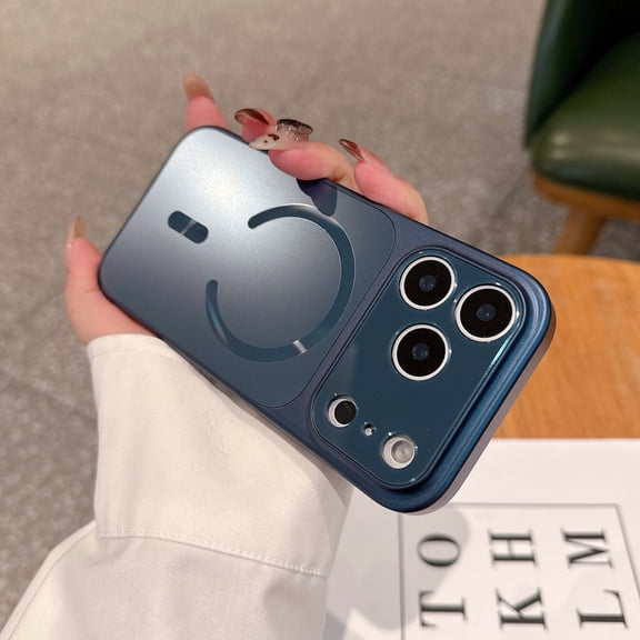 Dteck For iPhone 15 Pro Max Back Cover Protective Case, Shockproof Magnetic Wireless Charging Anti-Scratch Slim Hard PC Back TPU Rubber Cover, Blue