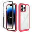 thumbnail image 1 of Dteck For iPhone 15 Pro Max, Shockproof Hybrid Hard PC Transparent Back Rubber Bumper Protective Cover with Screen Protector Support Wireless Charging,Rose, 1 of 6