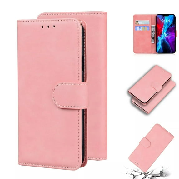 Dteck For iPhone 16 Plus Wallet Pocket Case, Shockproof PU Leather Flip Wallet Case Cover with Card Slot Holder Kickstand Protective Phone Case, Pink