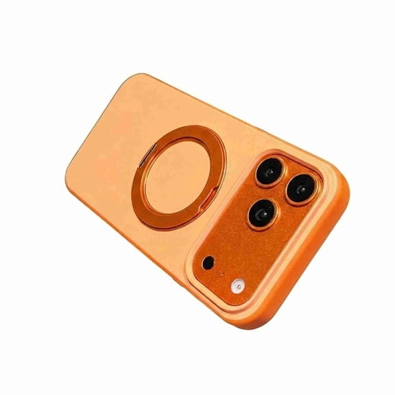Dteck For iPhone 16 Pro Protective Case with Ring Holder, Shockproof Magnetic Kickstand Hard Back Rugged Matte Cover, Orange