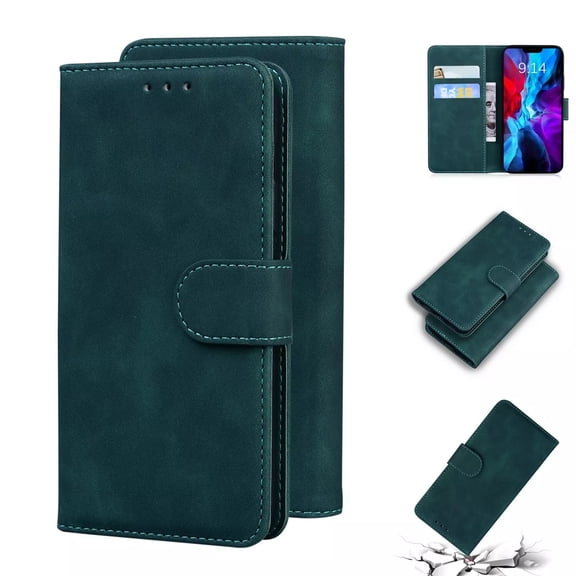 Dteck For iPhone 16 Pro Wallet Pocket Case, Shockproof PU Leather Flip Wallet Case Cover with Card Slot Holder Kickstand Protective Phone Case, Green