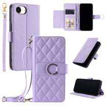 Dteck For iPhone 16e Case, Crossbody Lanyard PU Leather Flip Folio Wallet Phone Cover with Magnetic Clasp Card Slots and Kickstand Cover, Purple