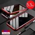 thumbnail image 1 of Dteck For iPhone 6 / iPhone 7 / iPhone 8 Privacy Glass Case Double Sided 9H Glass Slim Magnet Absorption Metal Bumper Frame Shockproof Protective Case , Red, 1 of 7