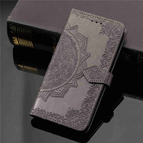Dteck For iPhone 6 Plus / 6s Plus [Flower Embossed] PU Leather Wallet Flip Folio Protective Case Cover with Card Holder and Stand, Gray